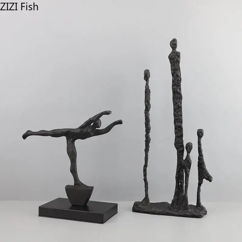 DecorBites™ Abstract Cast Iron Figure Sculpture Modern Home Decor Statue Craft
