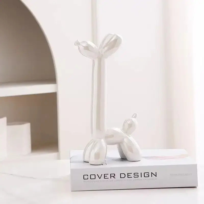 DecorBites™ Abstract Ceramic Balloon Dog Sculpture for Home Office Décor