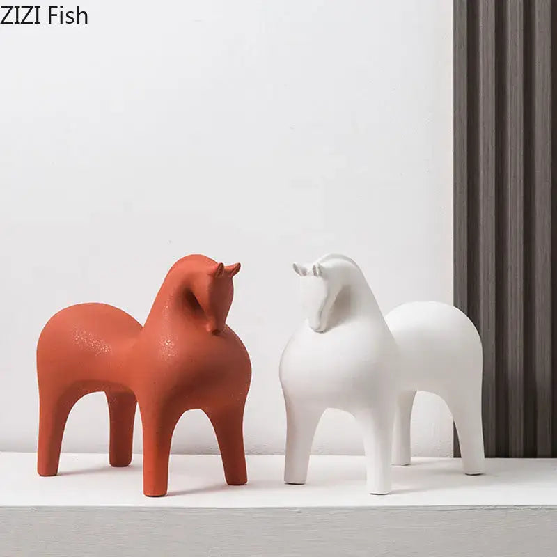 DecorBites™ Abstract Ceramic Horse Sculpture Decorative Figurine
