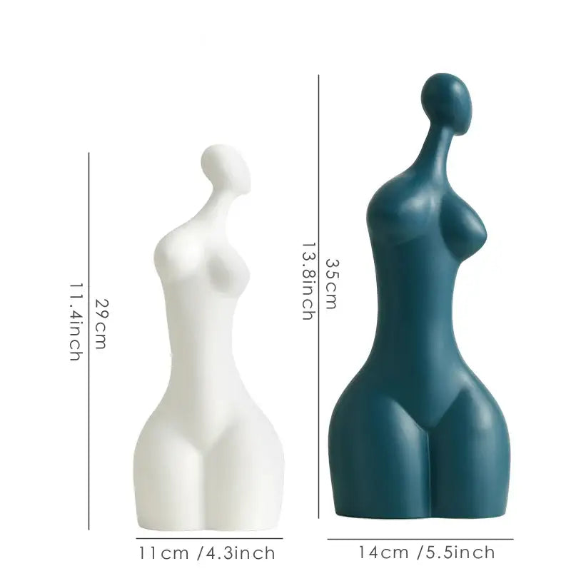 تماثيل امرأة عصرية مثيرة من السيراميك المجرد من DecorBites™ - زينة ديكور أبيض حديثة