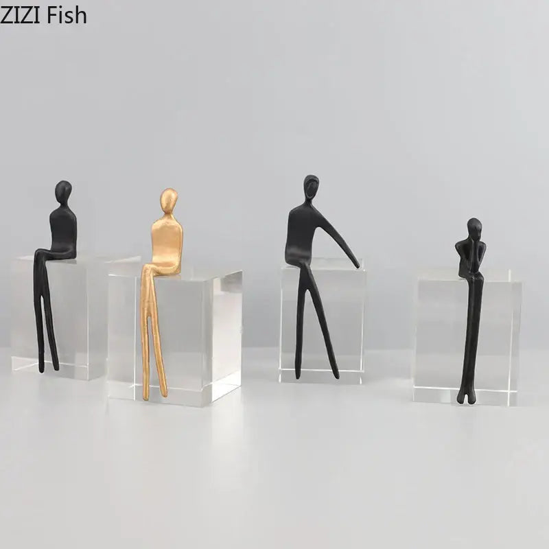 DecorBites™ Abstract Character Sculpture with Crystal Base for Modern Room Decor