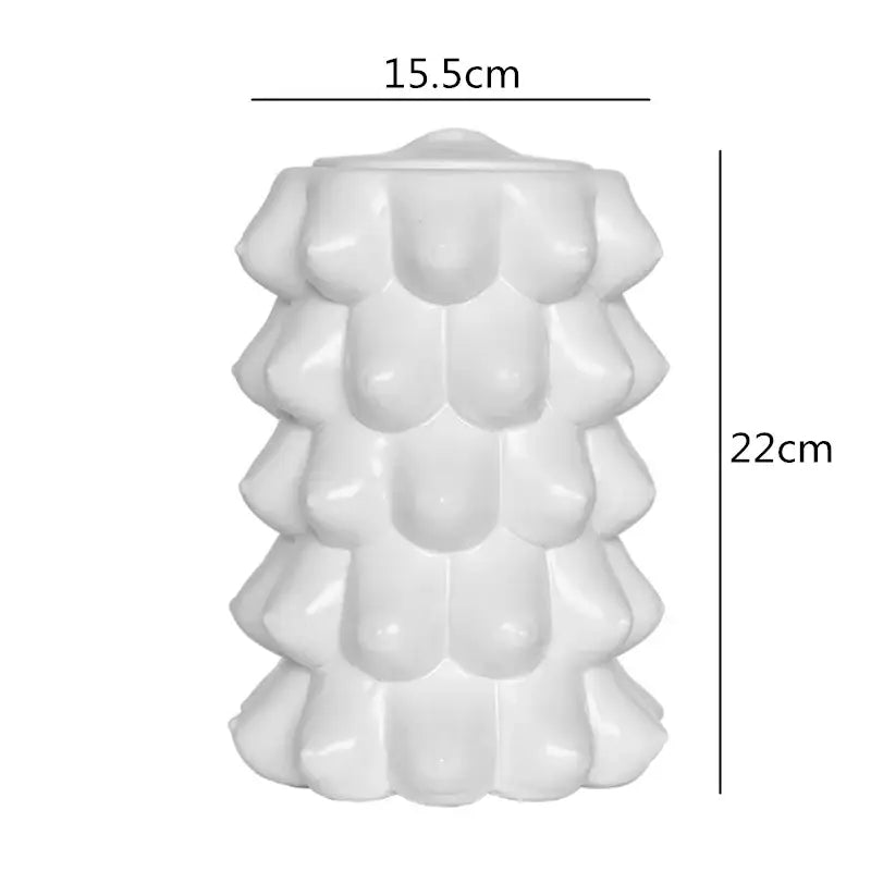 DecorBites™ Abstract Character White Ceramics Vase Home Decor Handcrafted Modern Flower Arrangement