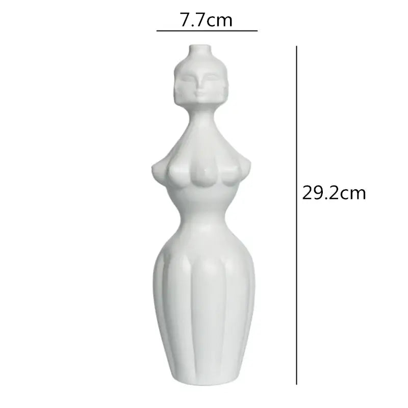 DecorBites™ Abstract Character White Ceramics Vase Home Decor Handcrafted Modern Flower Arrangement