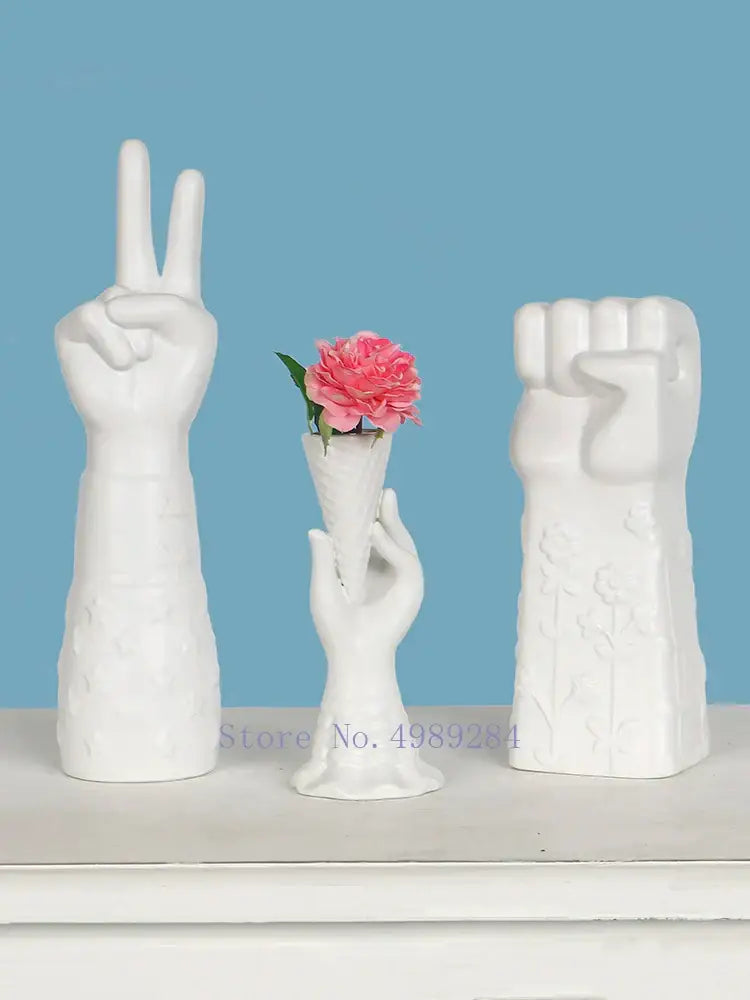 DecorBites™ Abstract Character White Ceramics Vase Home Decor Handcrafted Modern Flower Arrangement