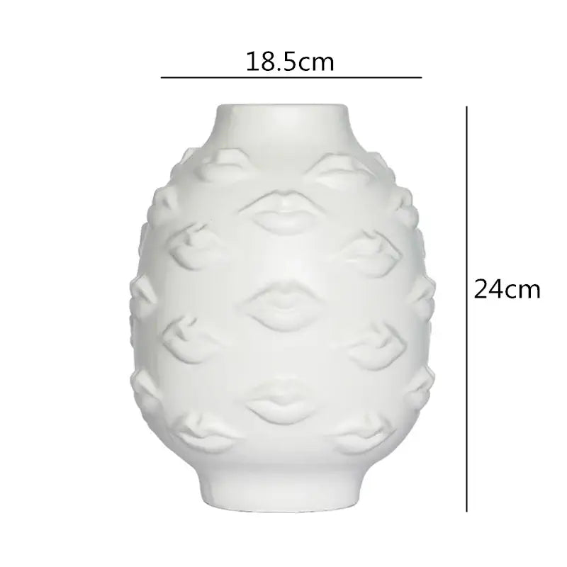 DecorBites™ Abstract Character White Ceramics Vase Home Decor Handcrafted Modern Flower Arrangement