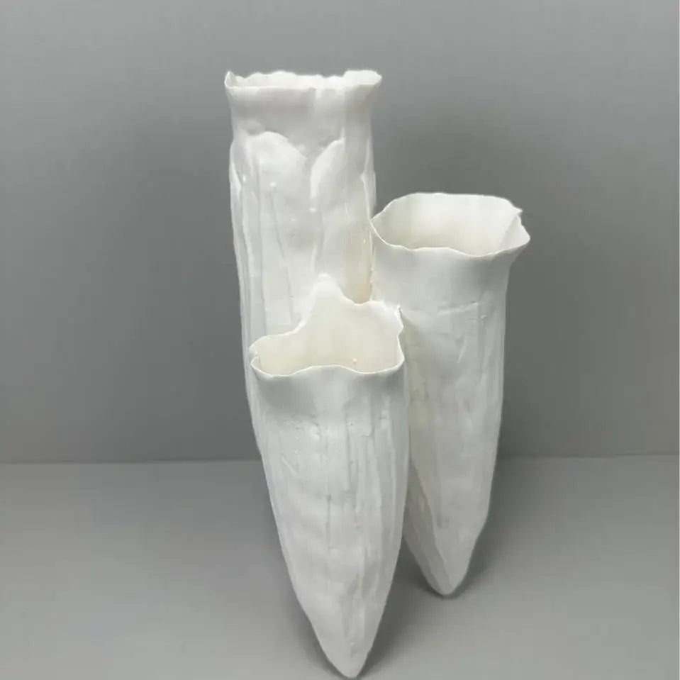 DecorBites™ Abstract Coral Reef Ceramic Vase Triangle Shape Handicraft Home Decor Vase