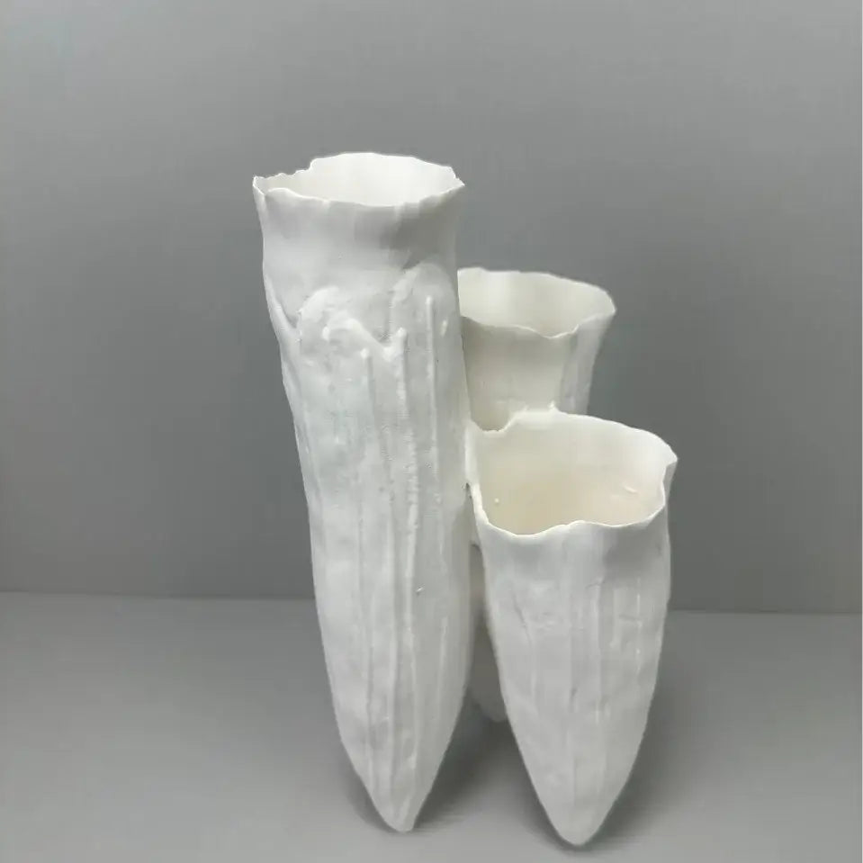 DecorBites™ Abstract Coral Reef Ceramic Vase Triangle Shape Handicraft Home Decor Vase