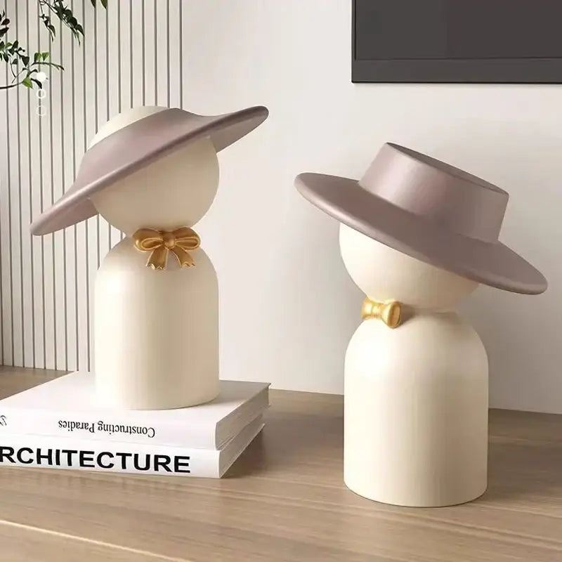 DecorBites™ Abstract Couple Bust Sculpture: Modern Decorative White Statue for Stylish Home Decor