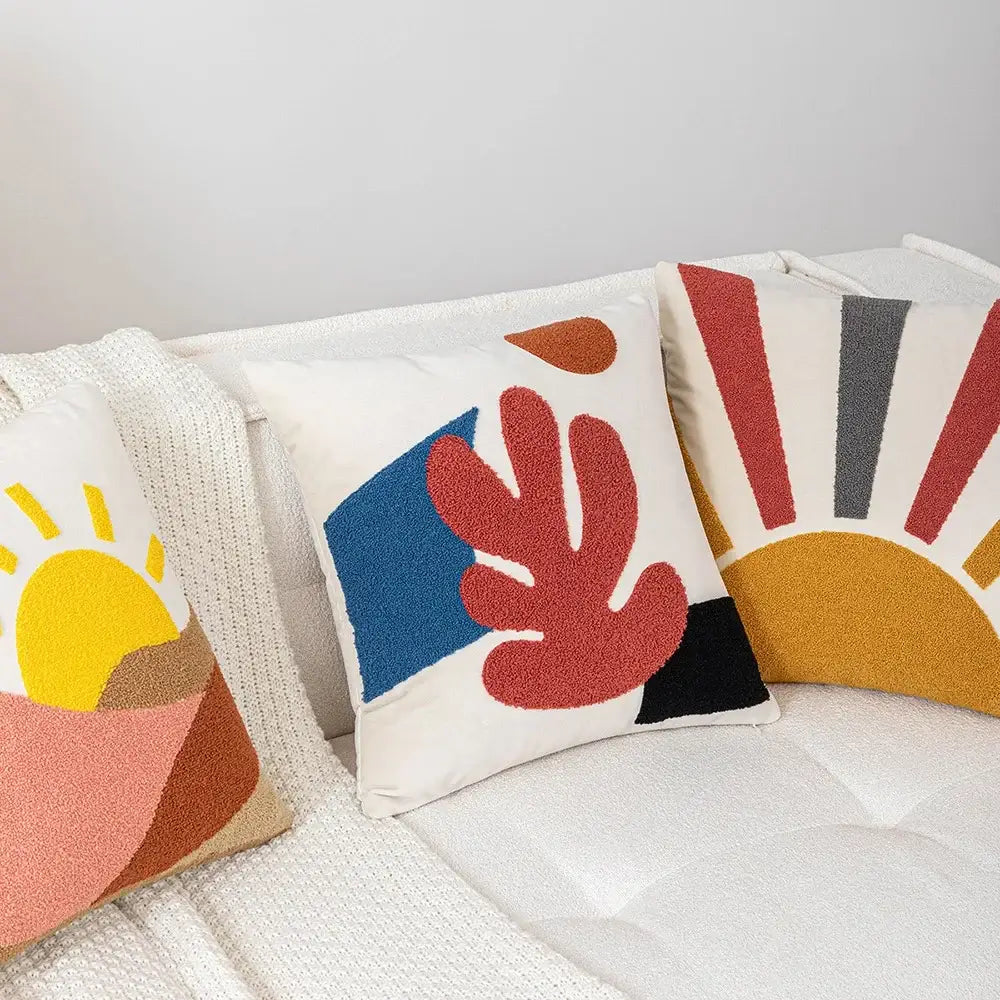 DecorBites™ Abstract Embroidery Cushion Cover 45*45 Soft Velvet Pillowcase for Sofa Home