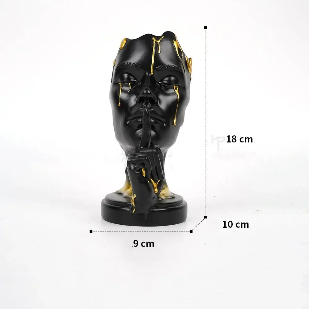 DecorBites™ Abstract Face Mask Silence Gold Resin Statue Home Decor Figurine