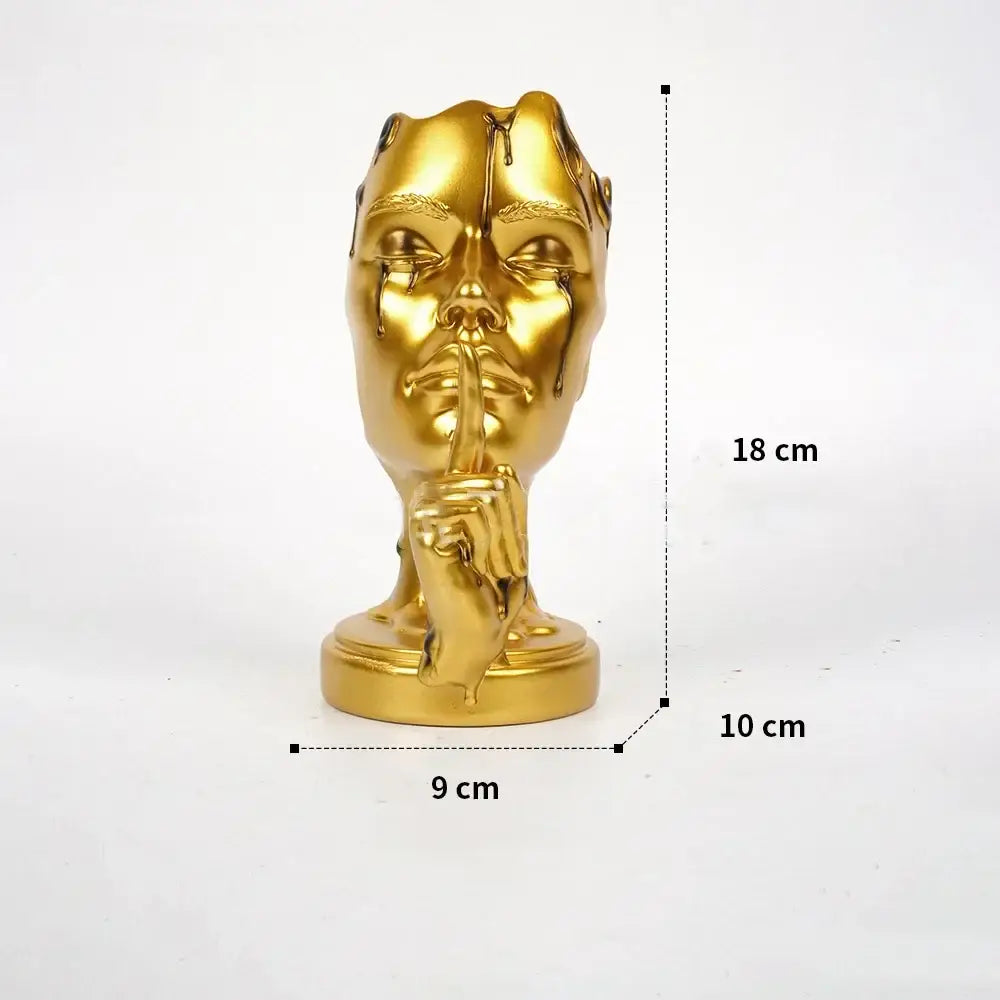 DecorBites™ Abstract Face Mask Silence Gold Resin Statue Home Decor Figurine