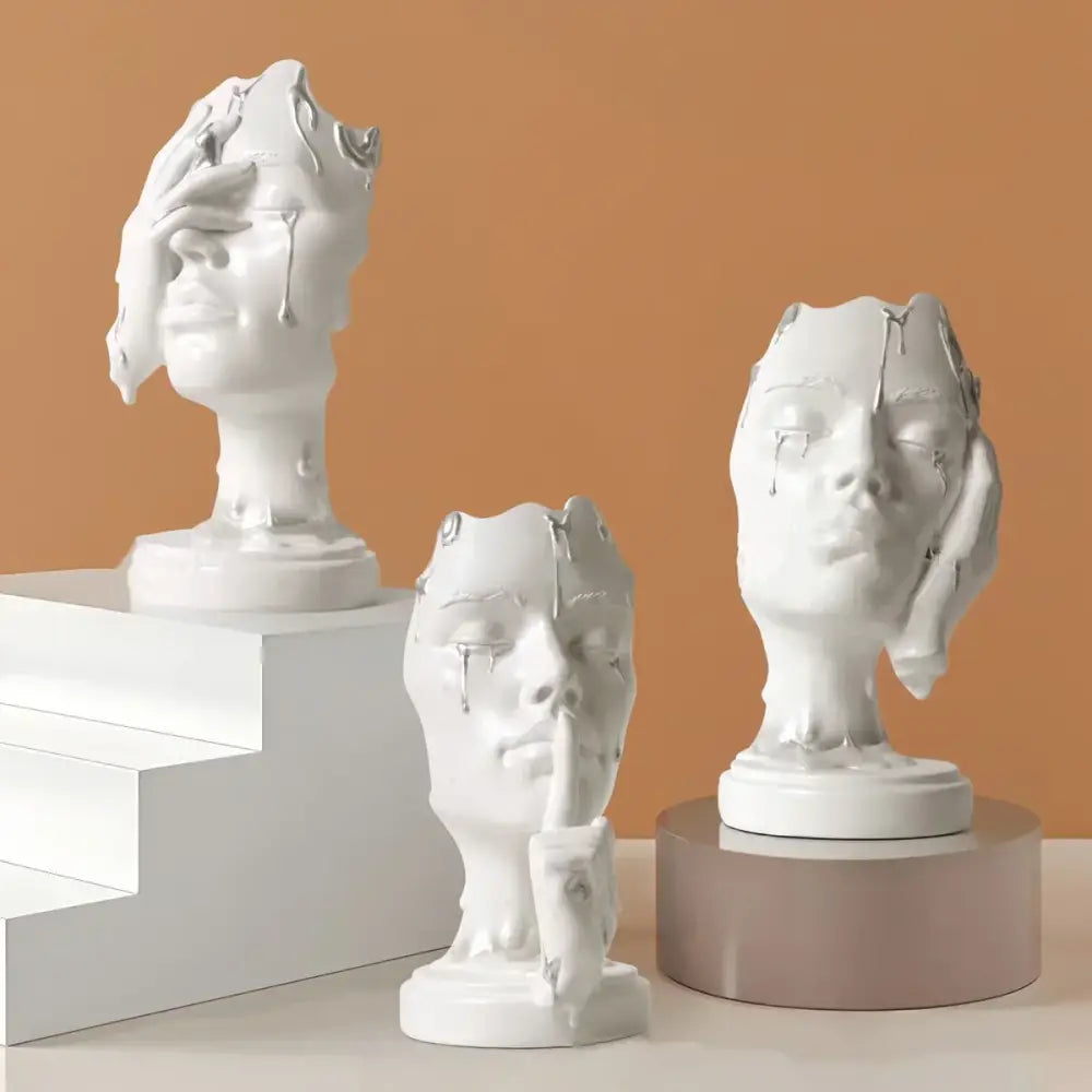 DecorBites™ Abstract Face Mask Silence Gold Resin Statue Home Decor Figurine