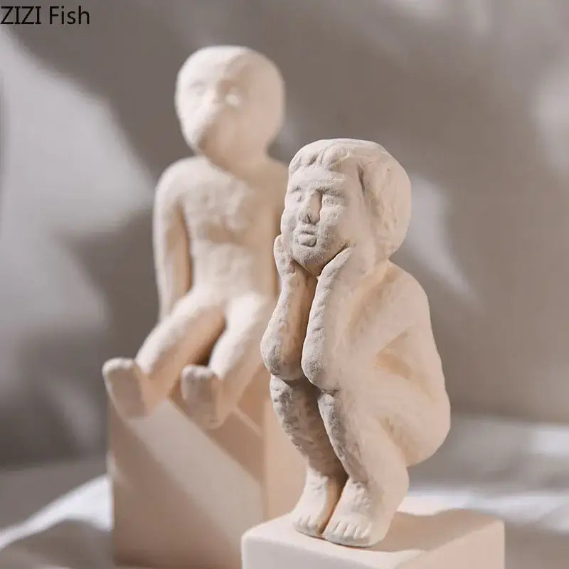 DecorBites™ Abstract Family Character Ceramic Sculpture Desk Decoration