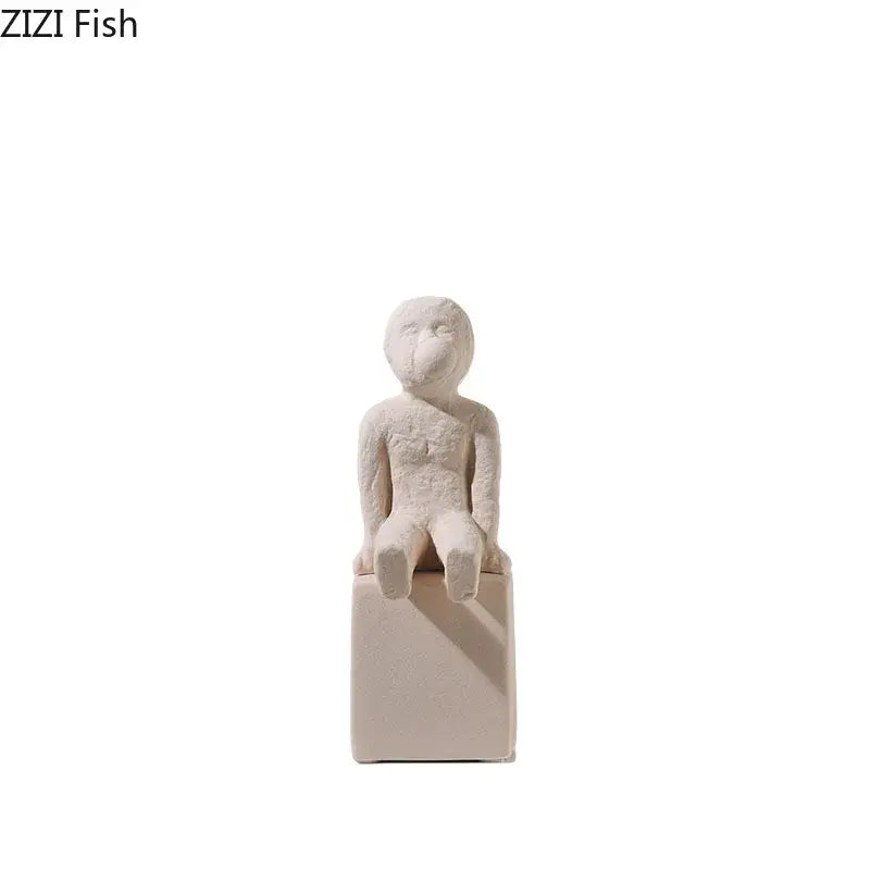 DecorBites™ Abstract Family Character Ceramic Sculpture Desk Decoration
