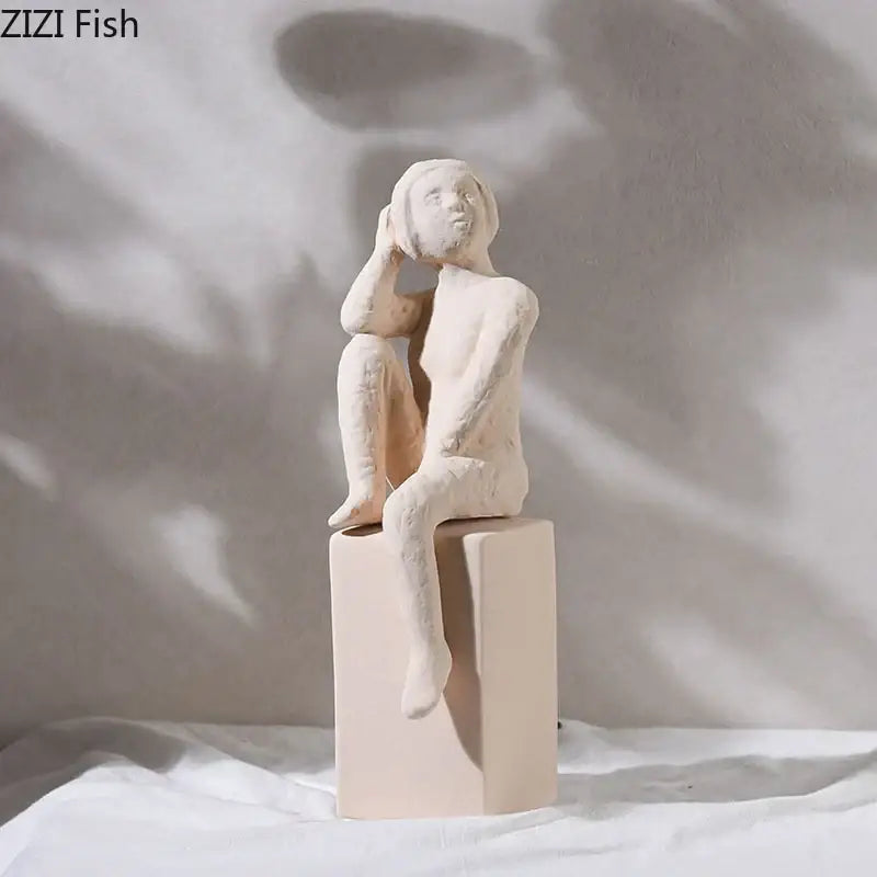 DecorBites™ Abstract Family Character Ceramic Sculpture Desk Decoration