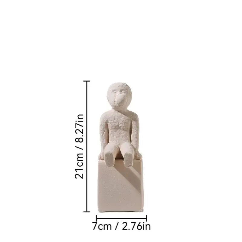 DecorBites™ Abstract Family Character Ceramic Sculpture Desk Decoration