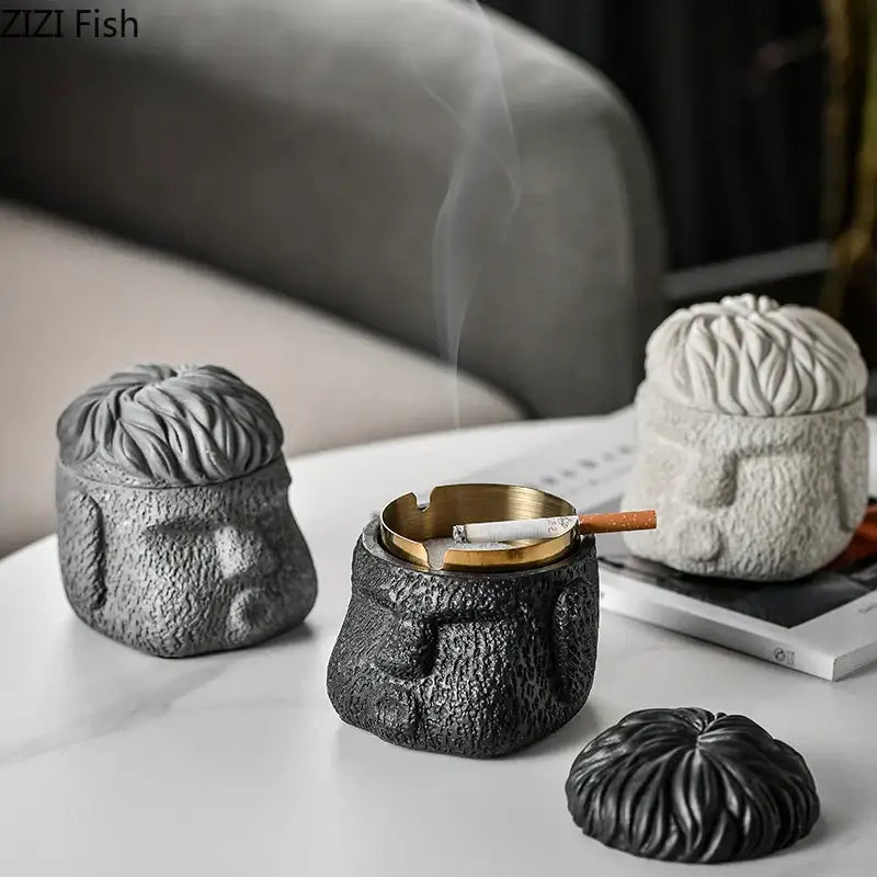 DecorBites™ Abstract Figure Portraits Cement Ashtray Smoking Accessories Gift