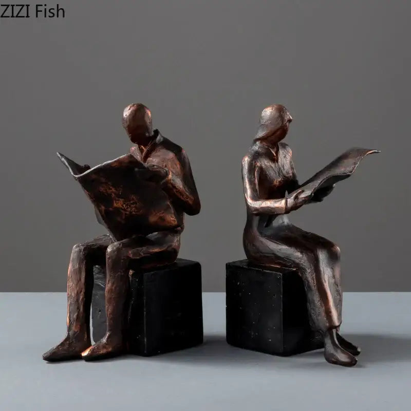 DecorBites™ Abstract Figure Sculpture Bookend Resin Statue Desk Decoration Bookshelf Statuette