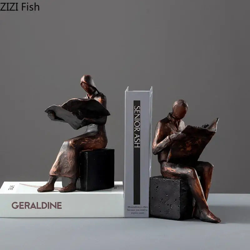 DecorBites™ Abstract Figure Sculpture Bookend Resin Statue Desk Decoration Bookshelf Statuette