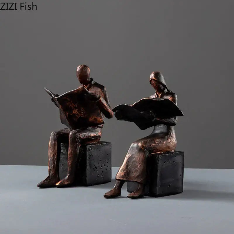 DecorBites™ Abstract Figure Sculpture Bookend Resin Statue Desk Decoration Bookshelf Statuette