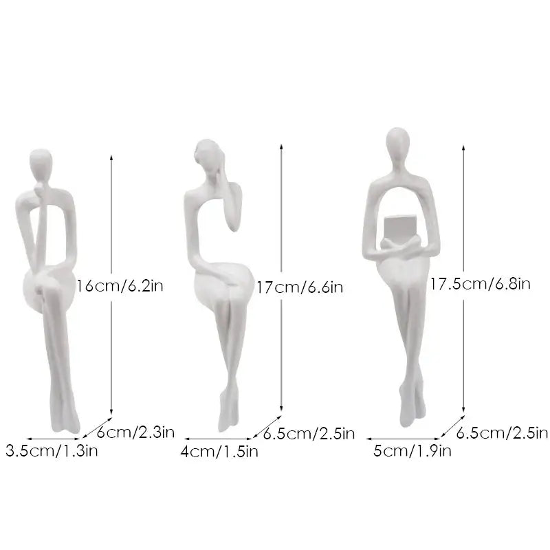 DecorBites™ Abstract Figurines Set of 3 - Modern Art Sculpture for Home and Office