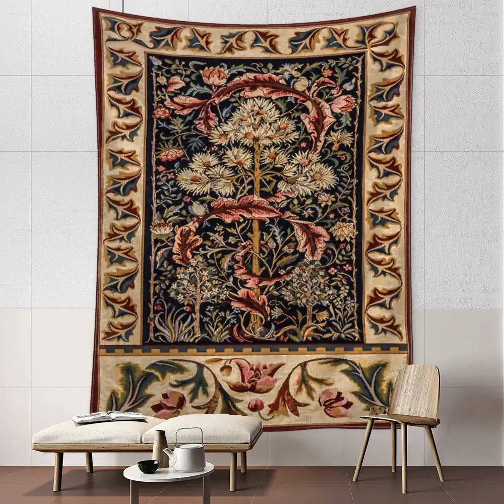 DecorBites™ Abstract Flowers Leaves Tapestry Wall Hanging Bohemian Hippie Aesthetic Art