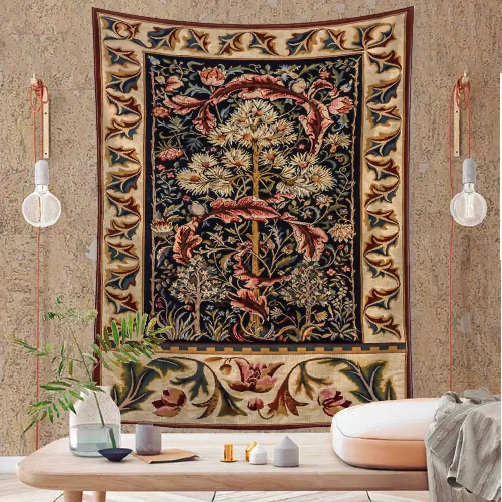 DecorBites™ Abstract Flowers Leaves Tapestry Wall Hanging Bohemian Hippie Aesthetic Art