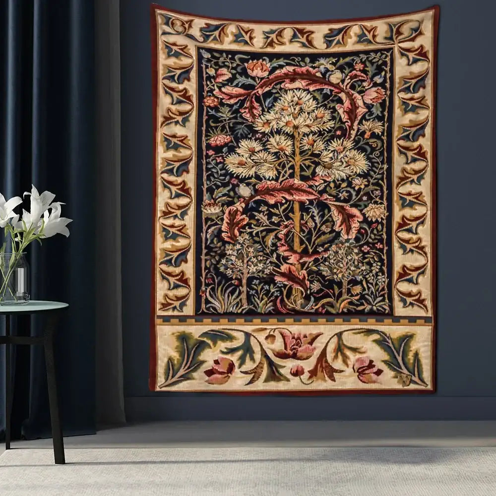 DecorBites™ Abstract Flowers Leaves Tapestry Wall Hanging Bohemian Hippie Aesthetic Art