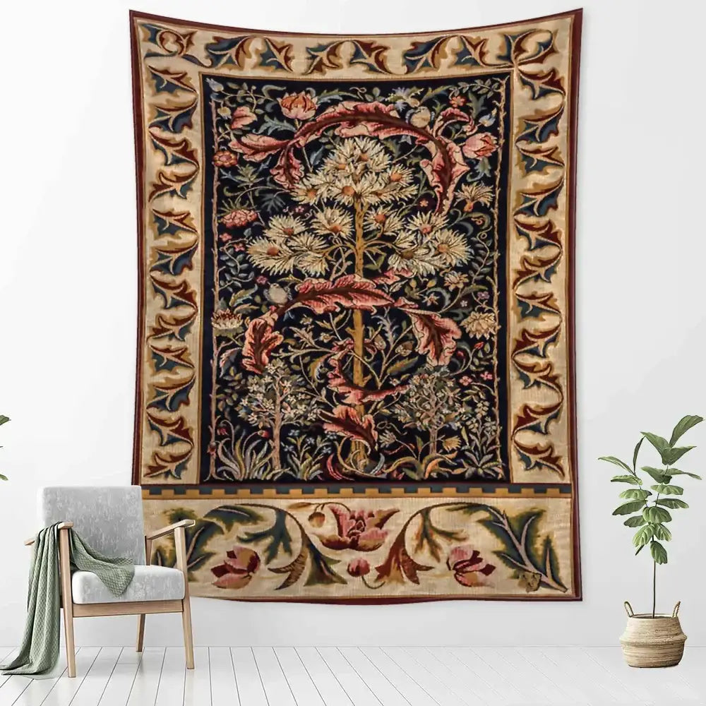DecorBites™ Abstract Flowers Leaves Tapestry Wall Hanging Bohemian Hippie Aesthetic Art