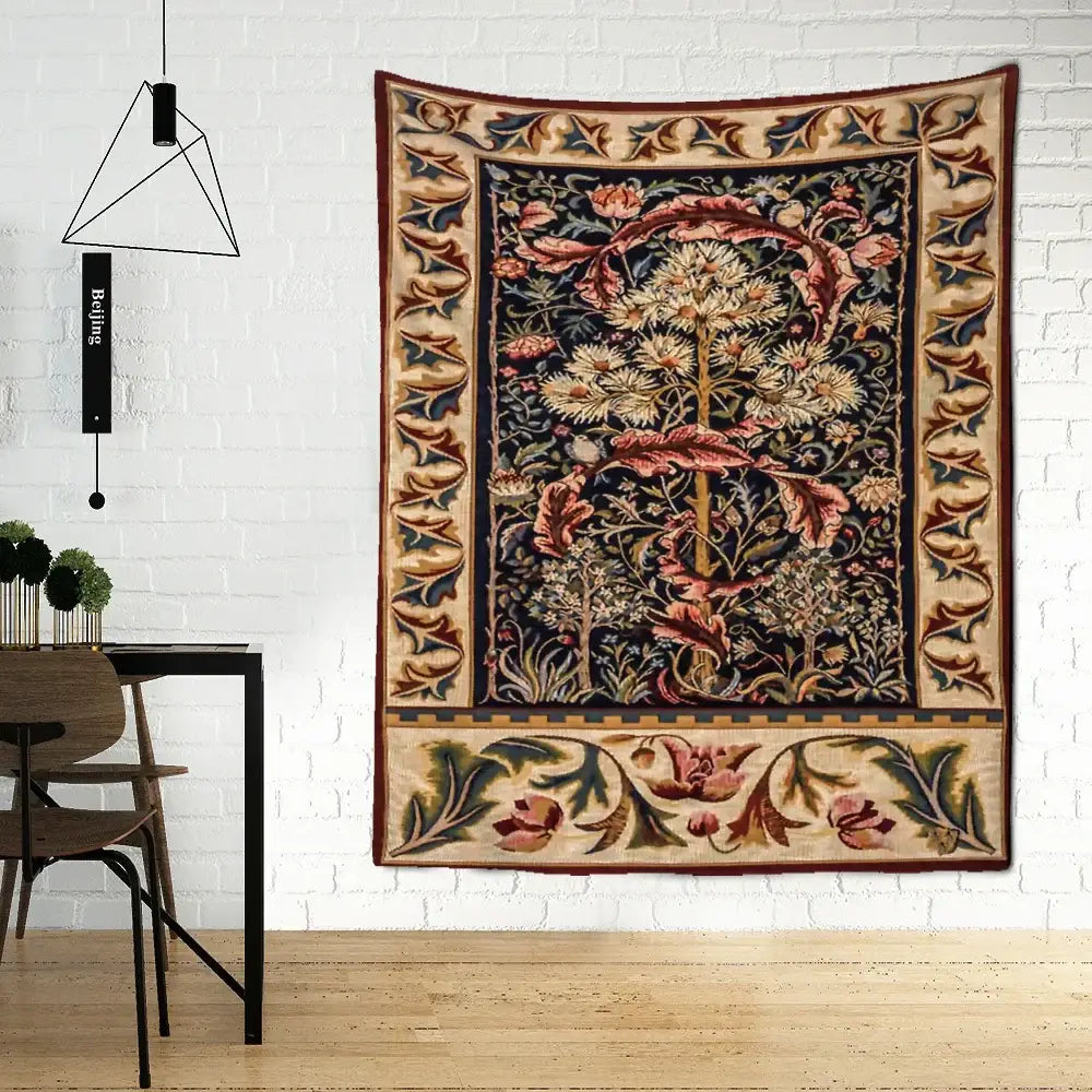 DecorBites™ Abstract Flowers Leaves Tapestry Wall Hanging Bohemian Hippie Aesthetic Art