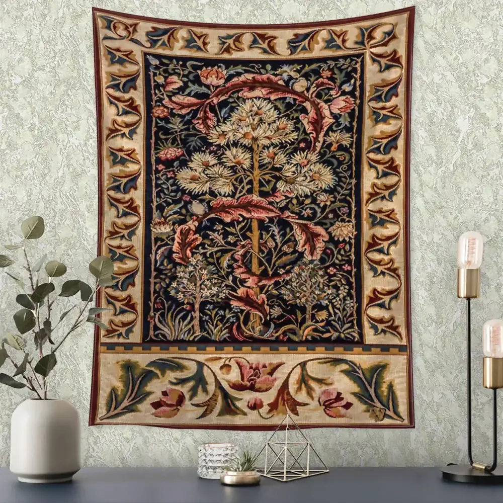 DecorBites™ Abstract Flowers Leaves Tapestry Wall Hanging Bohemian Hippie Aesthetic Art