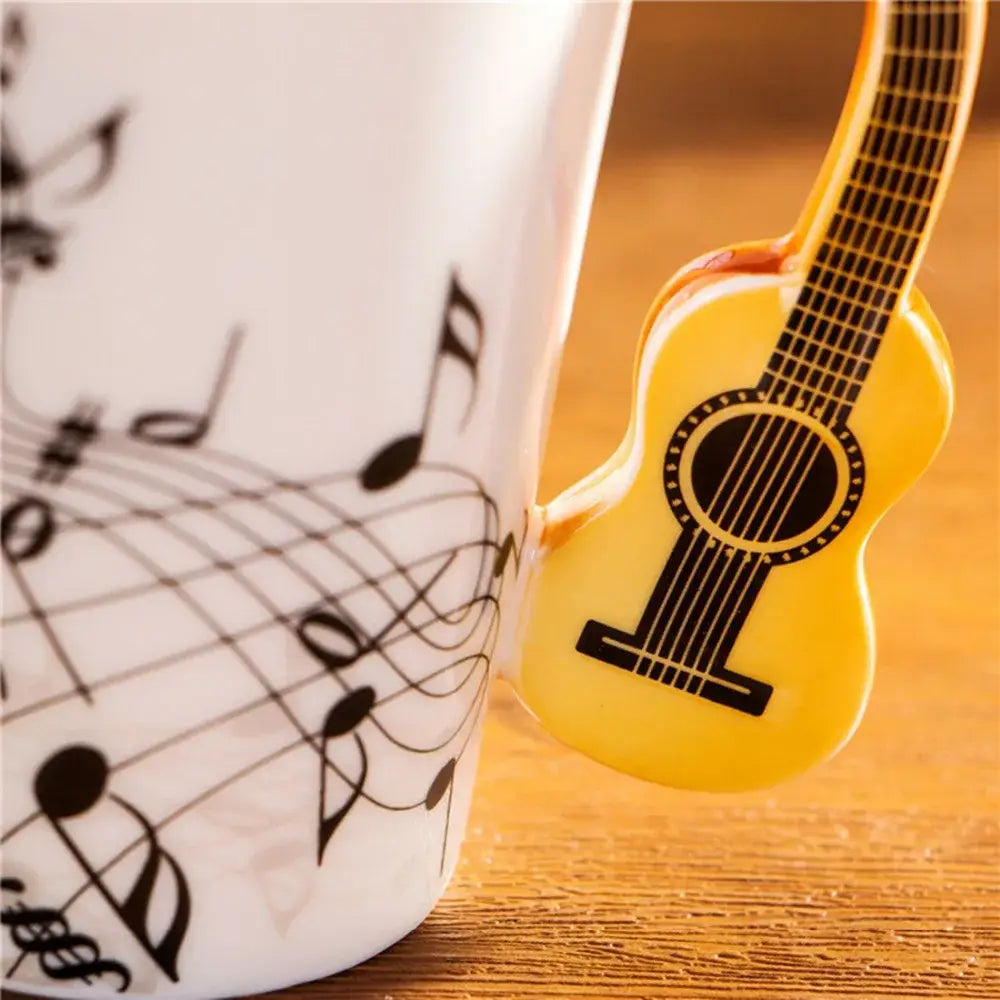 DecorBites™ Acoustic Guitar Mug 400ml Ceramic Coffee Cup Music Tea Tumbler Decoration