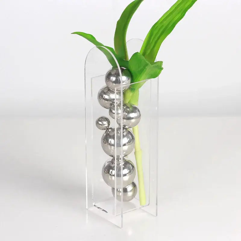 DecorBites™ Acrylic Ball Vase Stack Home Decoration Golden Arch Flower Accessory