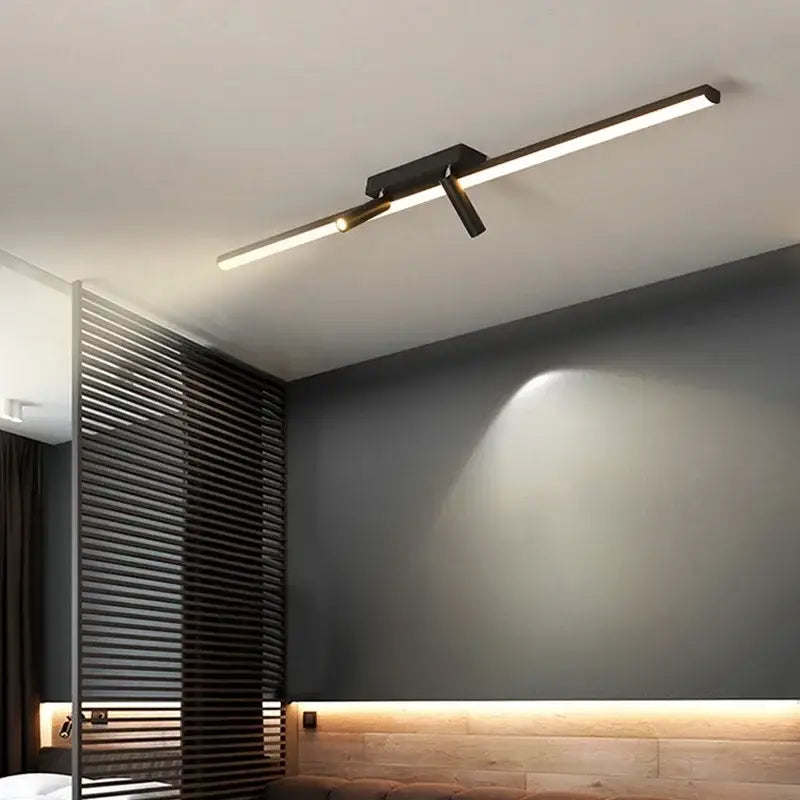 DecorBites™ Acrylic Black Strip LED Chandeliers for Indoor Living Dining Room
