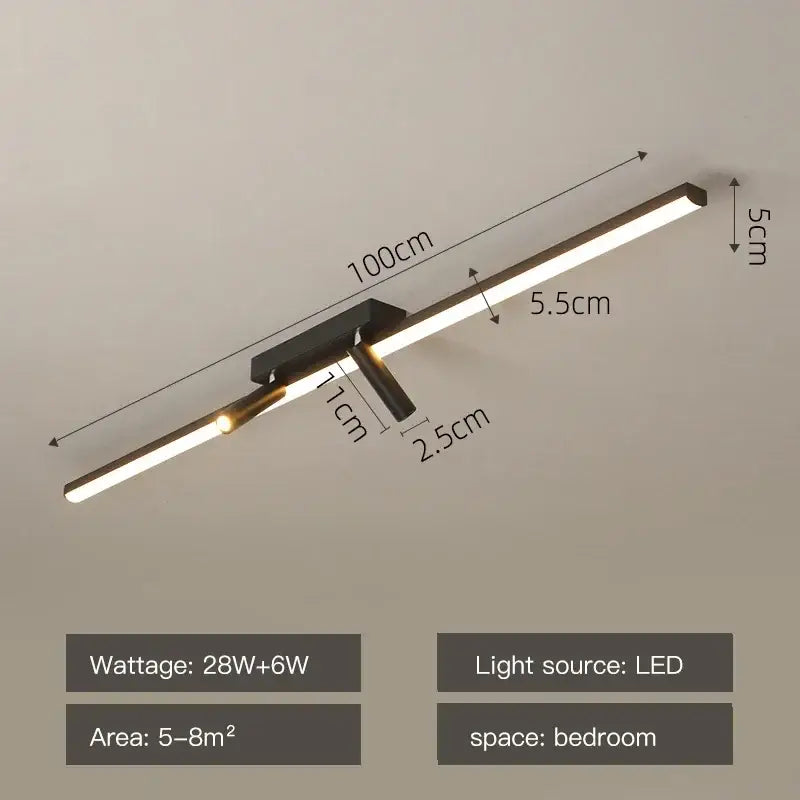 DecorBites™ Acrylic Black Strip LED Chandeliers for Indoor Living Dining Room