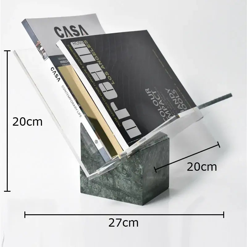 DecorBites™ Acrylic Bookshelf Marble Base Organizer Modern Home Decor Shelf Magazine Holder