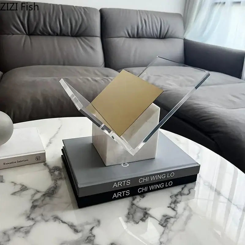 DecorBites™ Acrylic Bookshelf Marble Base Organizer Modern Home Decor Shelf Magazine Holder