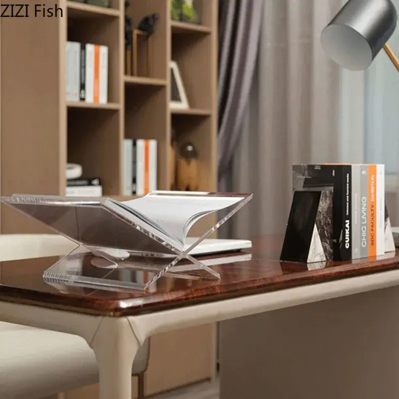 DecorBites™ Acrylic Bookshelf Marble Base Organizer Modern Home Decor Shelf Magazine Holder