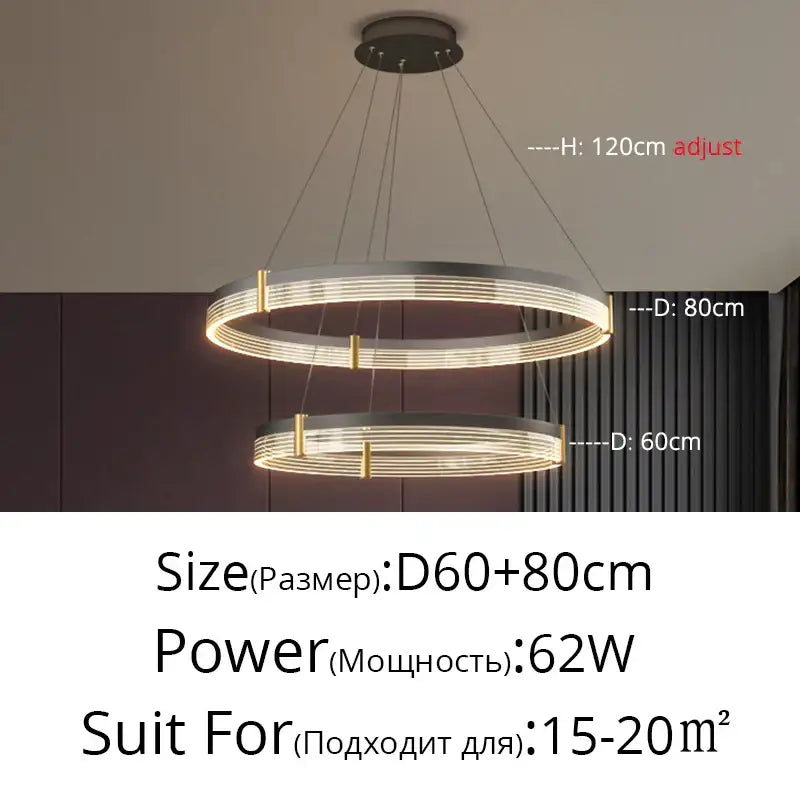 DecorBites™ Acrylic Circle Chandelier Pendant Lights - Modern Indoor Lighting Decor for Living Room