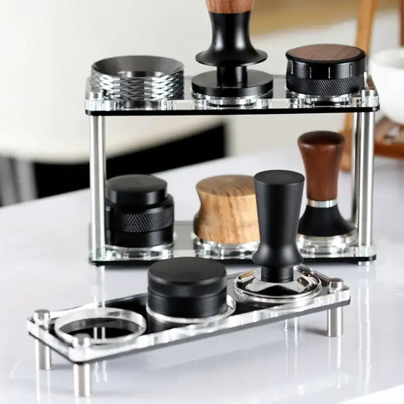 DecorBites™ Acrylic Coffee Bar Utensil Rack & Powder Press Set