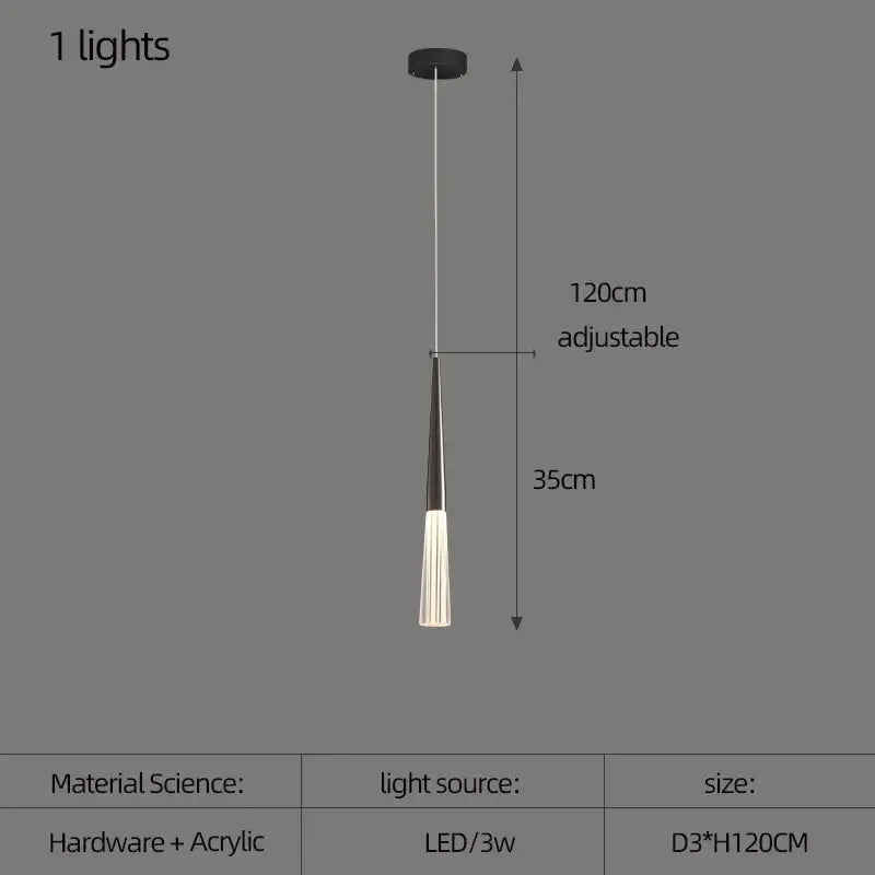 DecorBites™ Acrylic Cone Pendant Light for Villa Stair, Kitchen, and Restaurant.