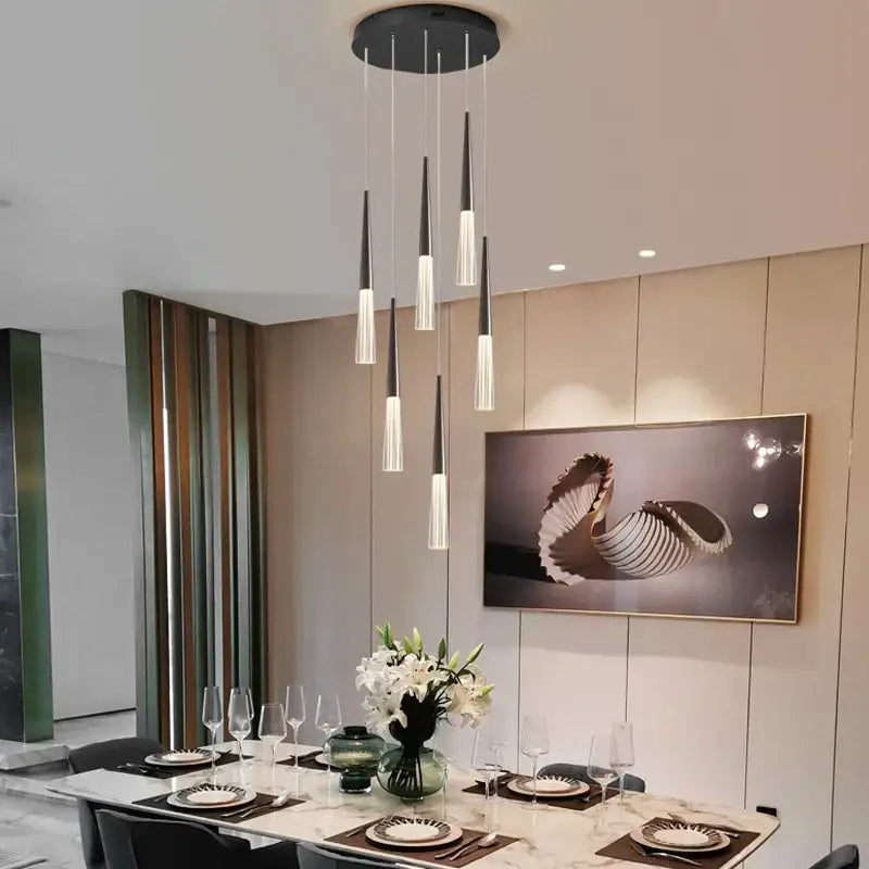 DecorBites™ Acrylic Cone Pendant Light for Villa Stair, Kitchen, and Restaurant.