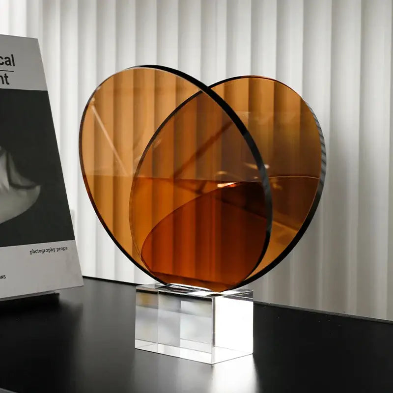 DecorBites™ Acrylic Crystal Bookshelf Magazine Rack Geometric Circular Ornaments Amber Figurines