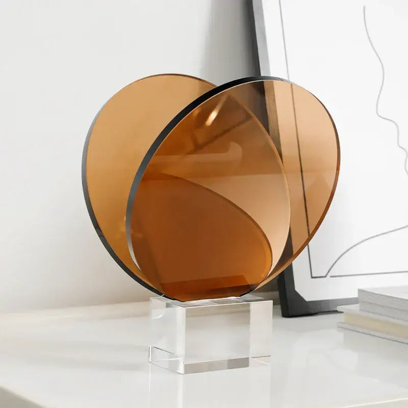 DecorBites™ Acrylic Crystal Bookshelf Magazine Rack Geometric Circular Ornaments Amber Figurines
