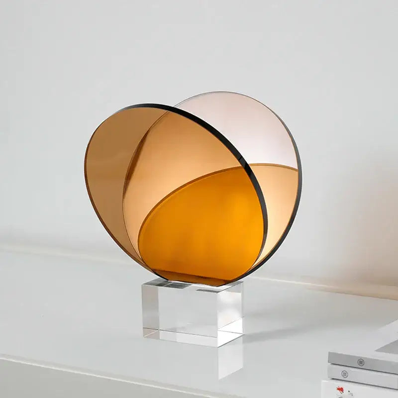 DecorBites™ Acrylic Crystal Bookshelf Magazine Rack Geometric Circular Ornaments Amber Figurines