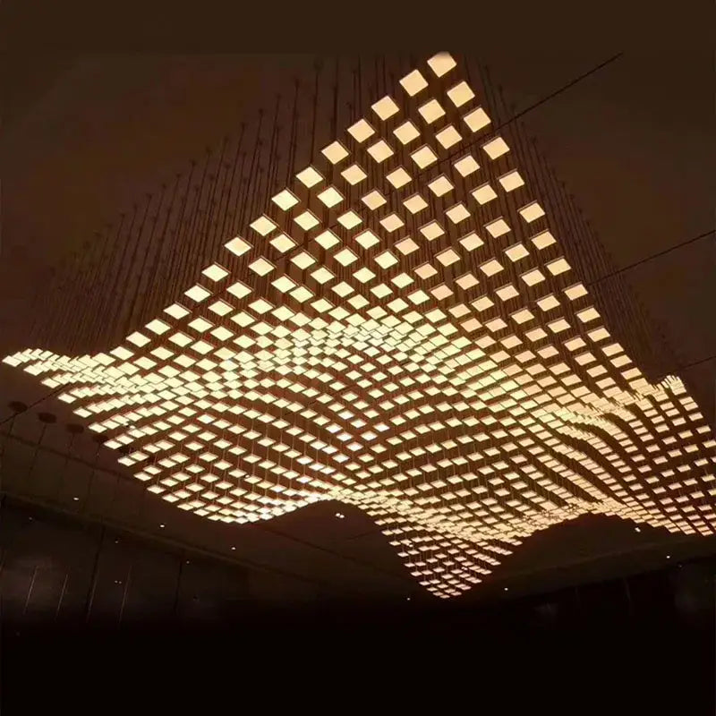 DecorBites™ Acrylic Crystal Hanging Chandelier LED Ceiling Pendant Light for Living Room Lobby Customize Hotel