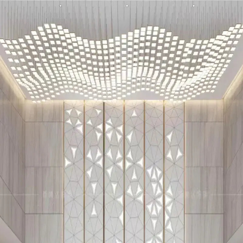 DecorBites™ Acrylic Crystal Hanging Chandelier LED Ceiling Pendant Light for Living Room Lobby Customize Hotel