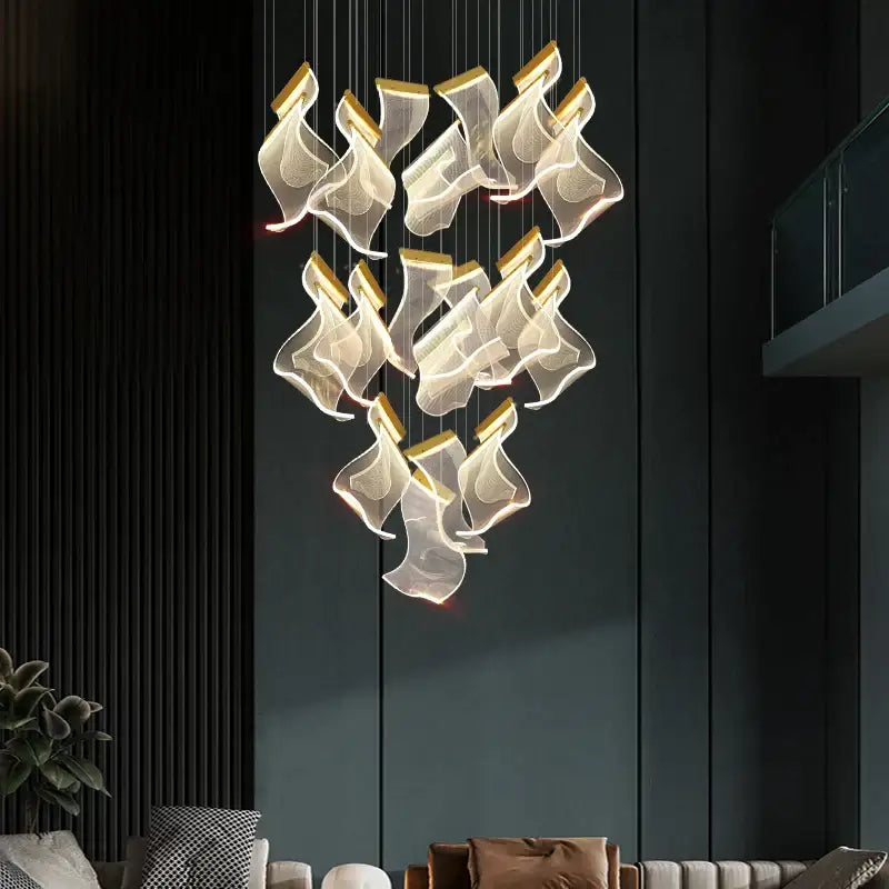 DecorBites™ Acrylic Deluxe Staircase Chandelier - Villa, Lobby, Living Room Decor Lighting