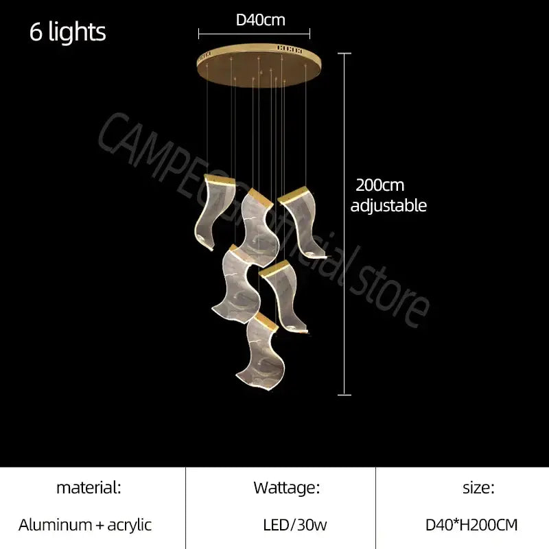 DecorBites™ Acrylic Deluxe Staircase Chandelier - Villa, Lobby, Living Room Decor Lighting