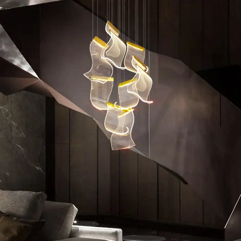DecorBites™ Acrylic Deluxe Staircase Chandelier - Villa, Lobby, Living Room Decor Lighting